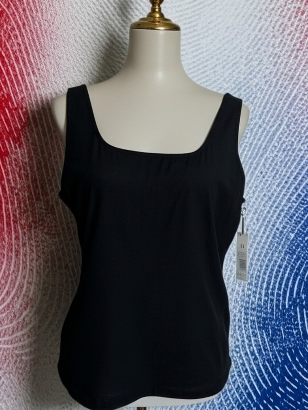 NIC+ZOE Black XL Square Neck Tank Top NWT